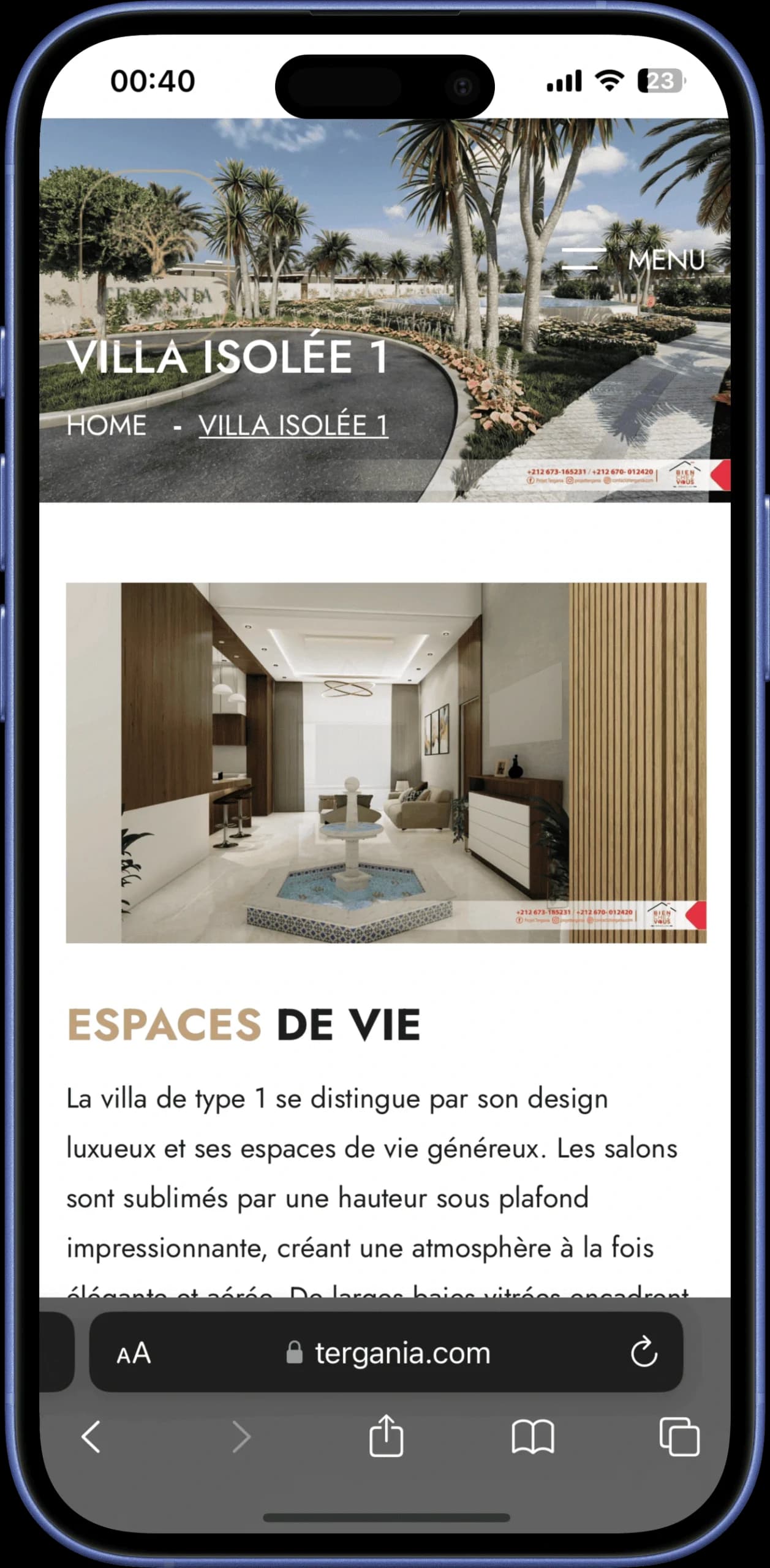 Maquette d’un second site web sur smartphone